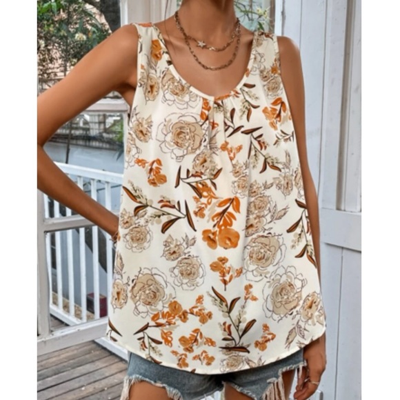 SOLD OUT Boho orange lace detail back cami top - Picture 2 of 5